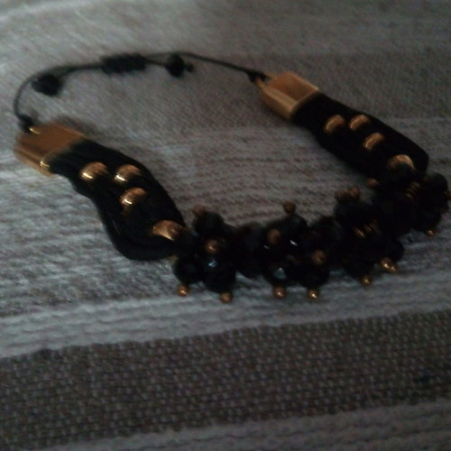 Black bracelet used with braided black crystals
