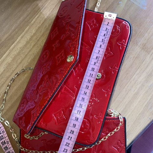 Louis Vuitton red wallet with chain, vintage