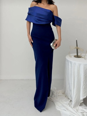 Blue evening dress new, sizes small - medium