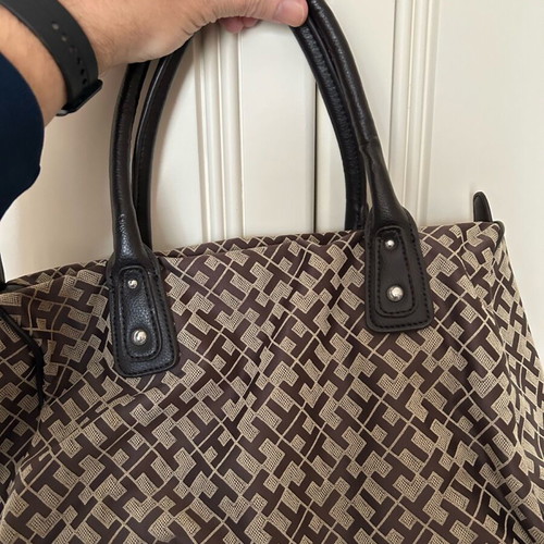 Tommy Hilfiger fabric handbag like new, black and beige