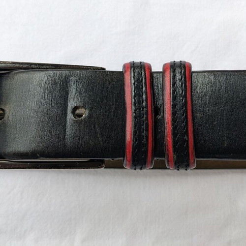 Intervista men's belt used, leather, black and red, size 105