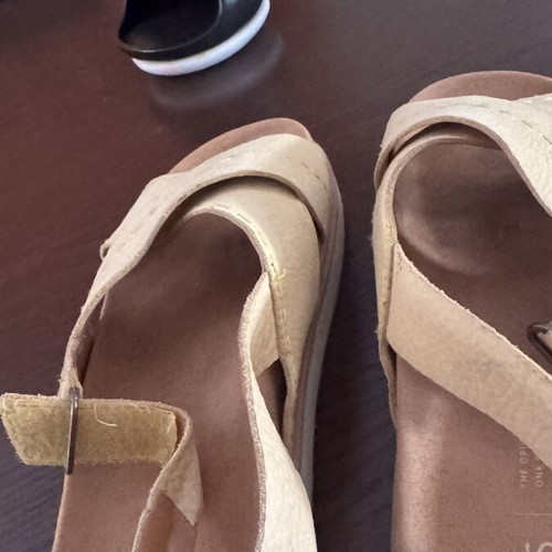 Toms yellow platform sandals like new