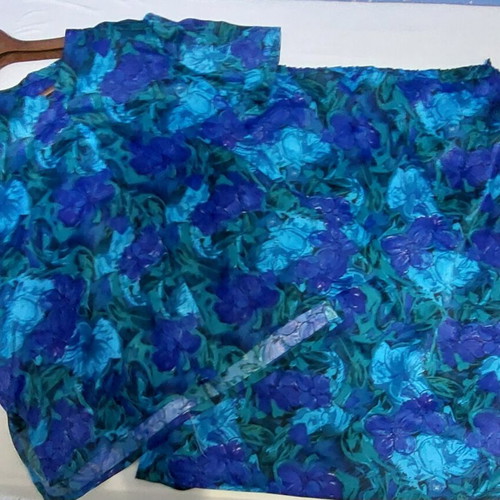 Floral three-piece set for plus size 4XL, like new, blue viscose