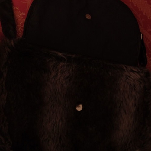 Boho Shoulder Bag New, Synthetic Fur Brown Melange