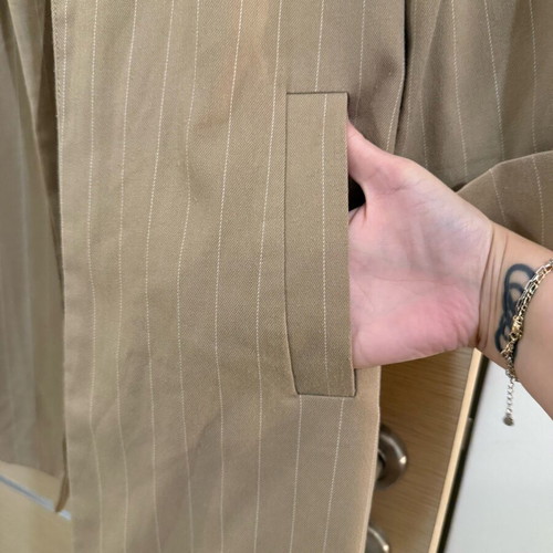 Stradivarius Co ord oversized suit used, beige with white stripe