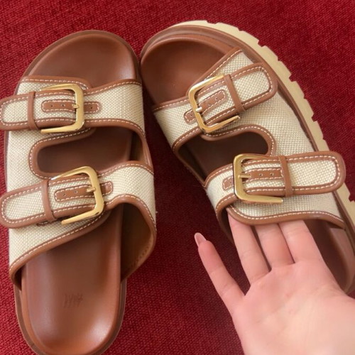 H&M slippers new brown with beige