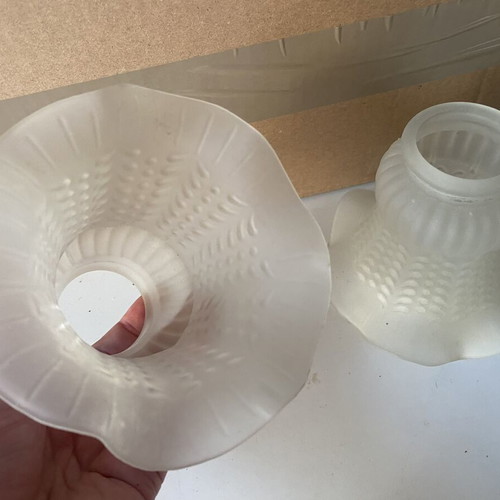 Glass light shades used, set of 2 for indoor or outdoor lamps