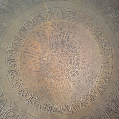 Decorative plate used, copper, diameter 43 cm