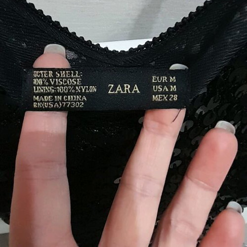 Zara black evening dress like new with sequins, size M