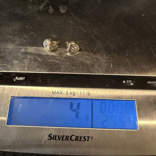 Silver pierced heart earrings like new