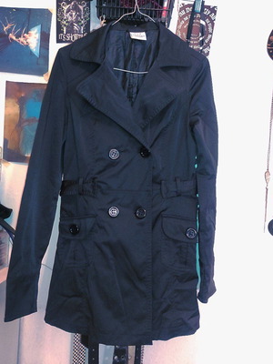 Καμπαρντίνα Zara TRF Μαύρη κοντή μεταχειρισμένη, στενή γραμμή, αδιάβροχη