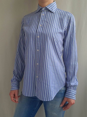 Ralph Lauren women's striped shirt L Slim Fit like new, blue