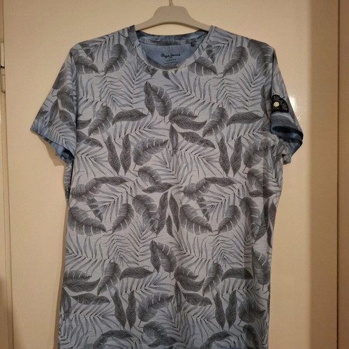 Pepe Jeans men's T-shirt XL like new, gray and turquoise