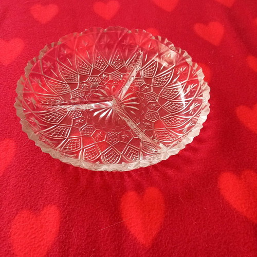 Glass dish three-section like new