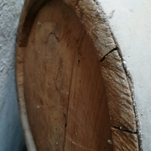 Wooden canteen old handmade used with chain