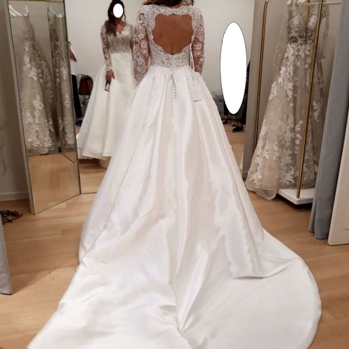 strapless open back dress Pronovias Privee: Allen  Camellia Wedding Gown | Bridal Store