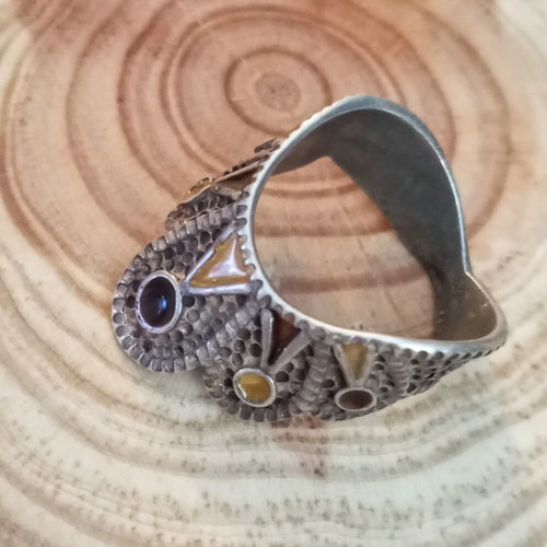 Silver 925 filigree ring with enamel like new size 55