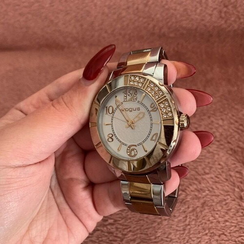 Vogue women's watch like new, two-tone gold and silver with rhinestones
