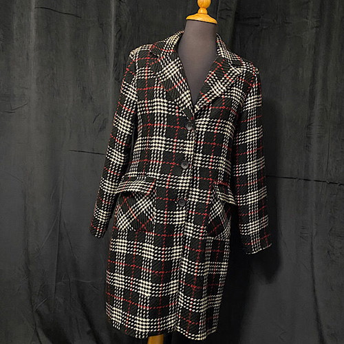 Vintage women's coat plaid design used, size M