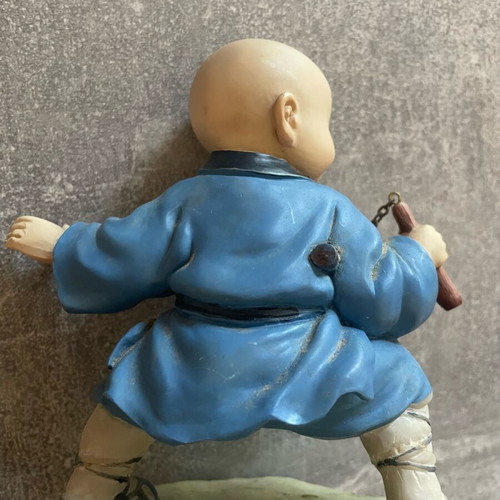 Shaolin Kung Fu clay figurine used with nunchaku from China 1999