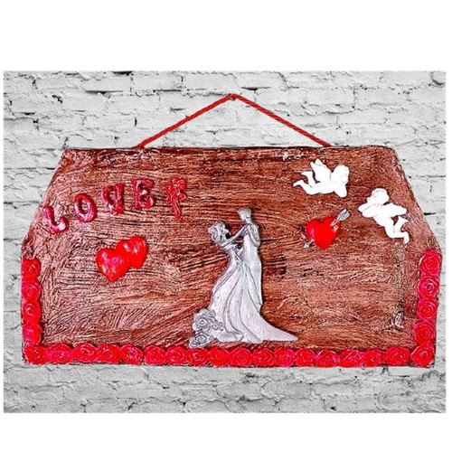Handmade frame or tabletop decor loving couple dancing, new