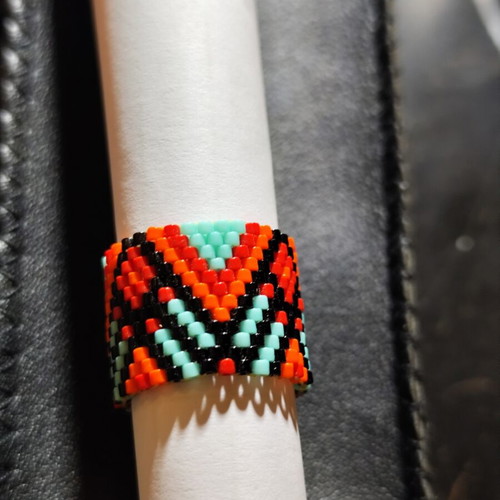 Handmade peyote stitch ring with Miyuki beads, new