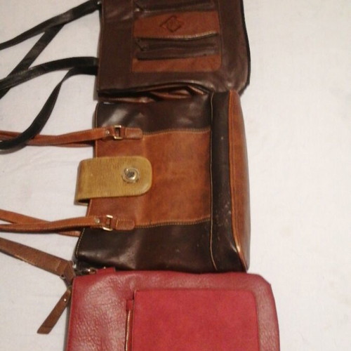 Benetton women's bags, three leather and one felt shirt bag