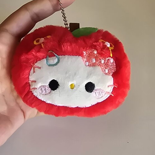 Hello Kitty Apple Plush Keychain new
