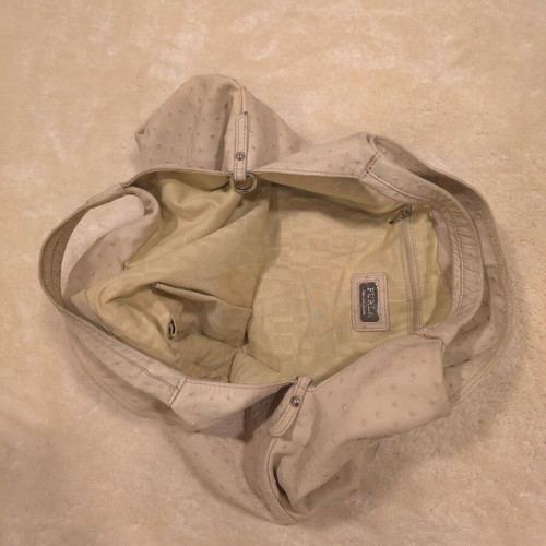 Furla beige ostrich texture leather shoulder bag