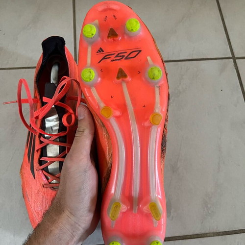 Adidas F50 football shoes used, size 45.5, red and orange