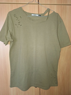A.L.E. khaki blouse with rips like new, size L