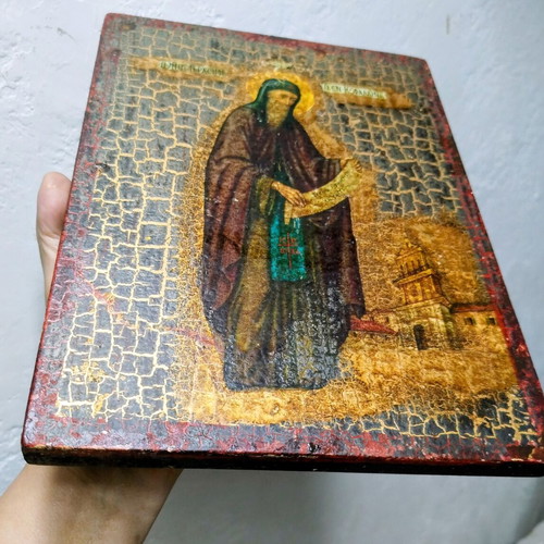 Saint Gerasimos of Kefalonia decorative icon used, vintage style