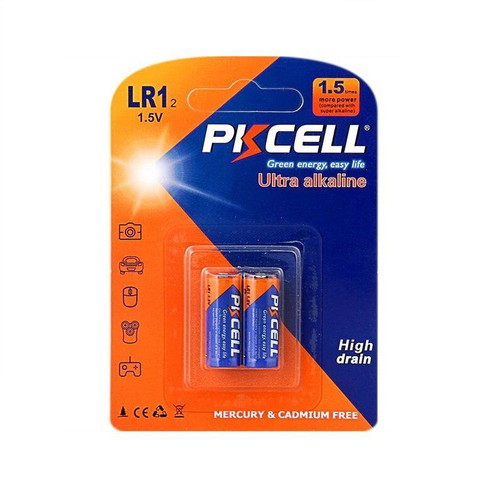 PKCELL alkaline battery LR1 pack of 2 new