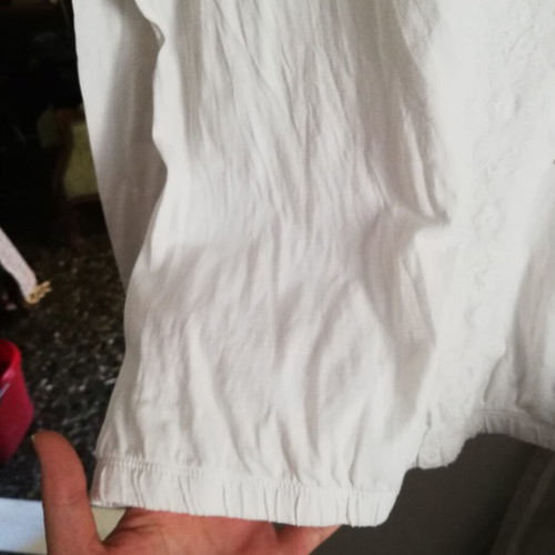 White long-sleeve blouse with lace, like new, XL, 100% cotton