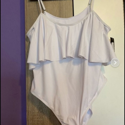 Boohoo white maxi swimsuit new, size 48