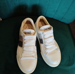 Miu Miu Glitter Stripe Leather Sneakers like new, size 36, white