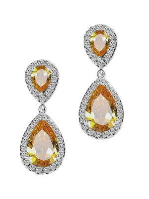 Earrings with citrine and zircon new, silver plated