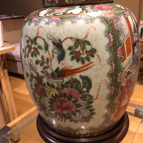 Chinese vase used on plexiglass base
