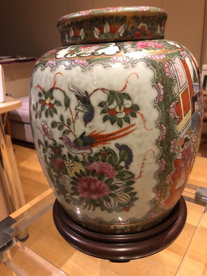 Chinese vase used on plexiglass base