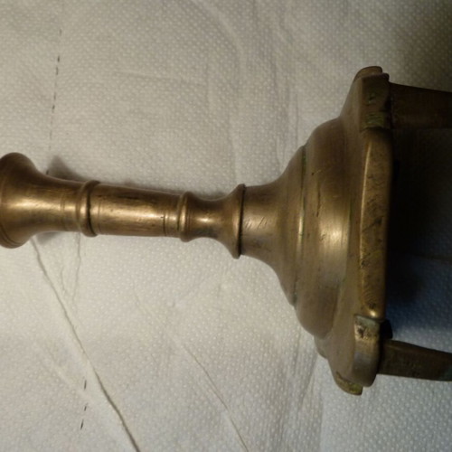 Antique solid bronze German candlestick used, early 20th century