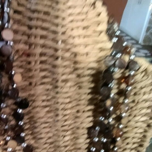 Handmade necklace like new, three strands with beads and wooden pieces Bohemia