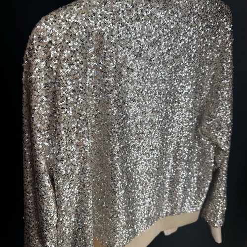 Never Fully Dressed Sequin Jacket brand new with tags, gray and beige, XL