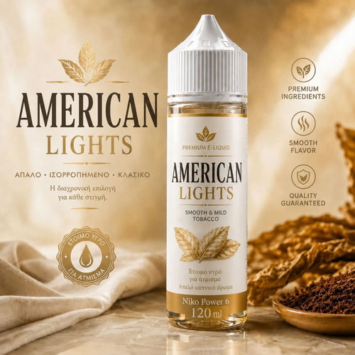 American Lights Nico Power 6 120ml e-liquid new, mild tobacco flavor