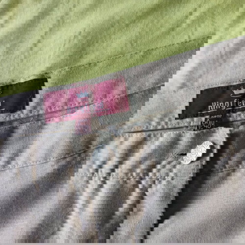 Ленени къси панталони като ново, размер L, бежови