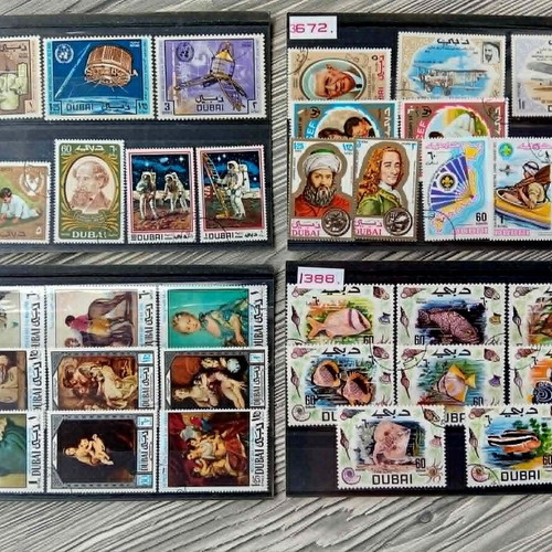 Dubai stamp sheets from 1960s and 1970s like new, pack of 4