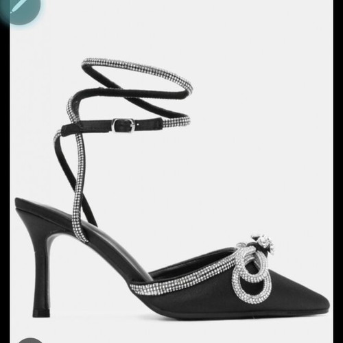 Heels with rhinestones size 37 like new, 8.5cm black