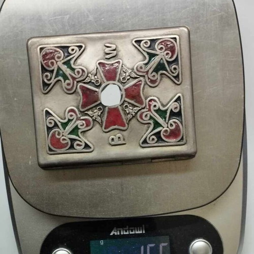 German Third Reich Silver and Enamel Cigarette Box used