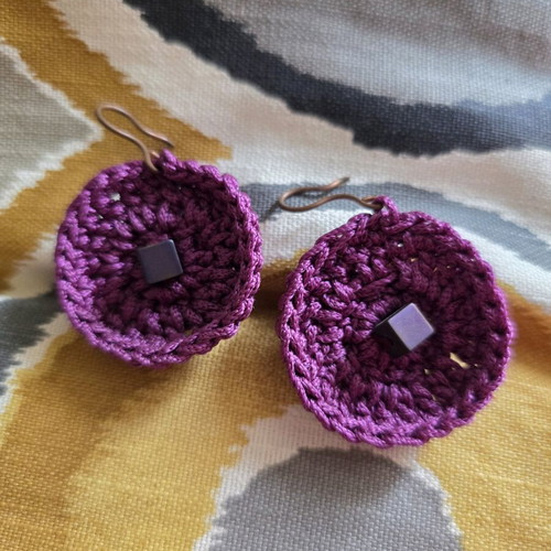Knitted earrings purple like new