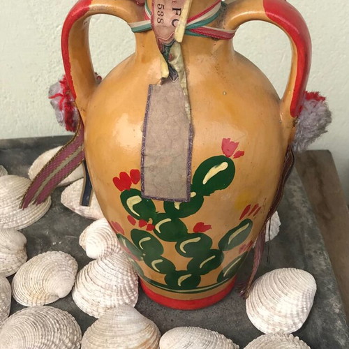 Mandarinetto dell Etna liqueur new in handmade painted clay jug
