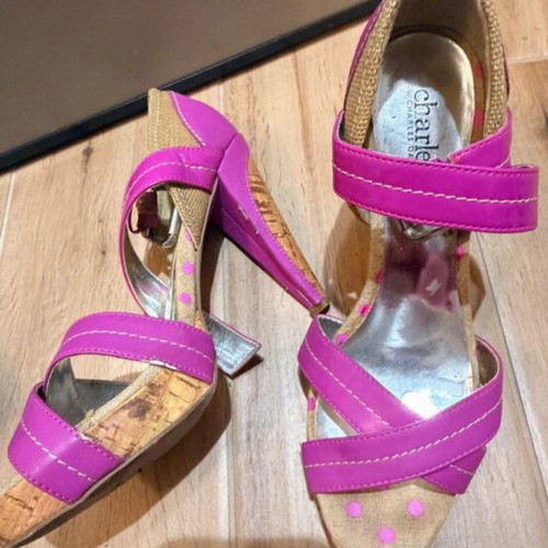 Charles Footwear pink platform sandals size 38 used